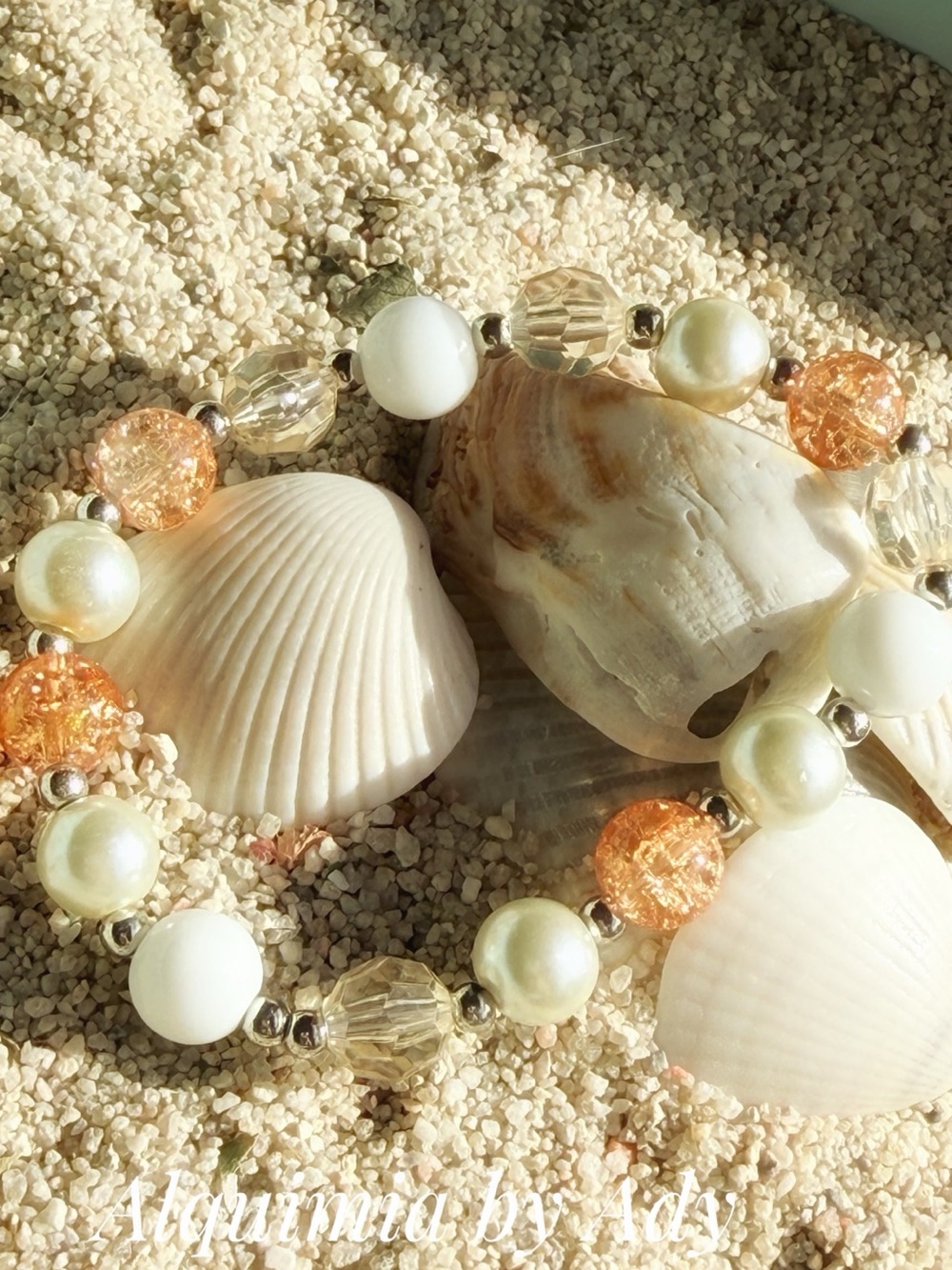 SUMMER NEUTRAL Bracelet peach quartz AND WHITE JADE